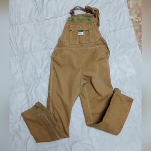 Liberty Brown Overalls with Green Accents Stitching Size Small